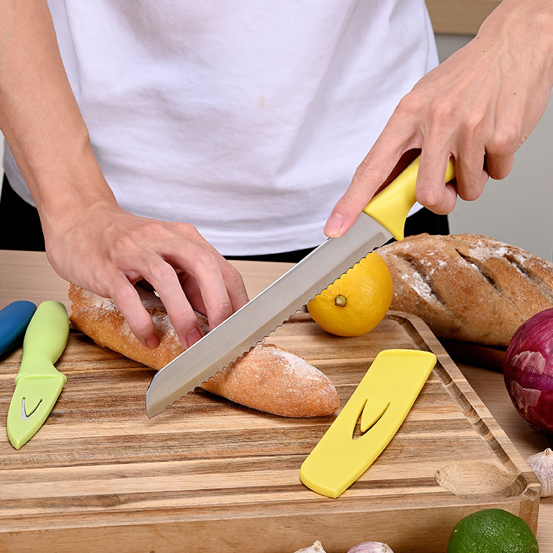 Cuchillo de cocina de acero inoxidable cuchillo de pan cuchillo multipropósito cuchillo de frutas con cubierta de cuchillo