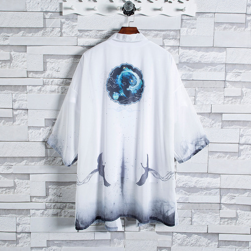 Hanfu-style men's Chinese-style men's ancient costume outerwear summer retro-style men's Taoist robe cloak fashion thin Tang suit