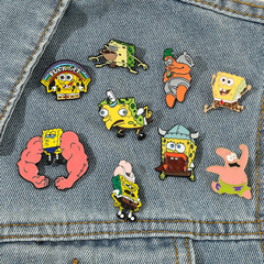 Bestselling European and American animated SpongeBob creative badge, zany Patrick Star, SpongeBob cute metal brooch
