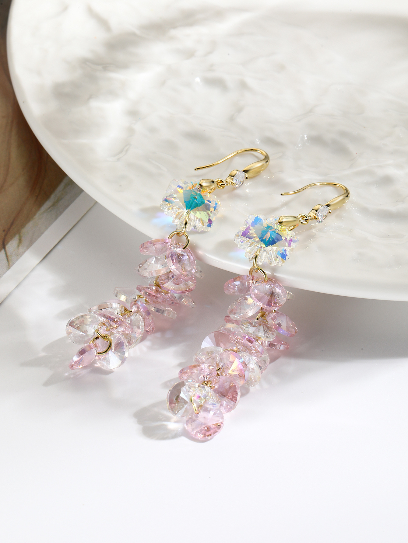 All Seasons Season 1 Pair Elegant Geometric Star Heart Shape Artificial Crystal Drop Earrings