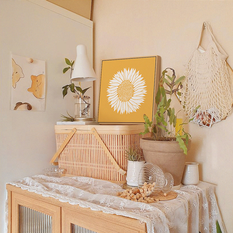 Sunflower Ins Style Minimalist Bedroom Decorative Painting Warm Healing Wall Art Sunflower Wall Hanging Manufacturer Wholesale