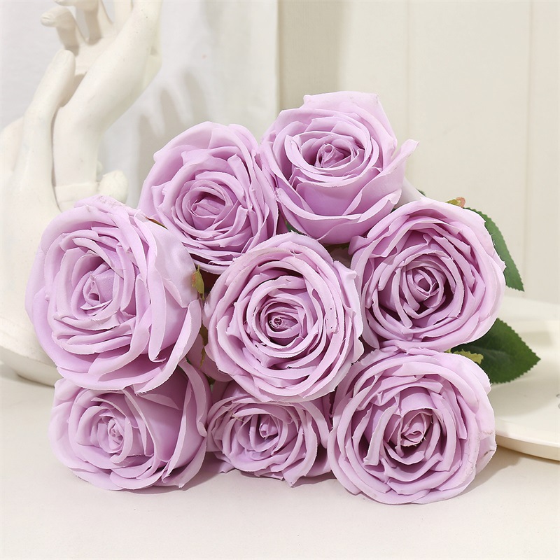 Multi-cabeza rosa artificial falso ramo flor pared de seda floral decoración de la boda manejar rojo naranja diez cabeza nueve cabeza