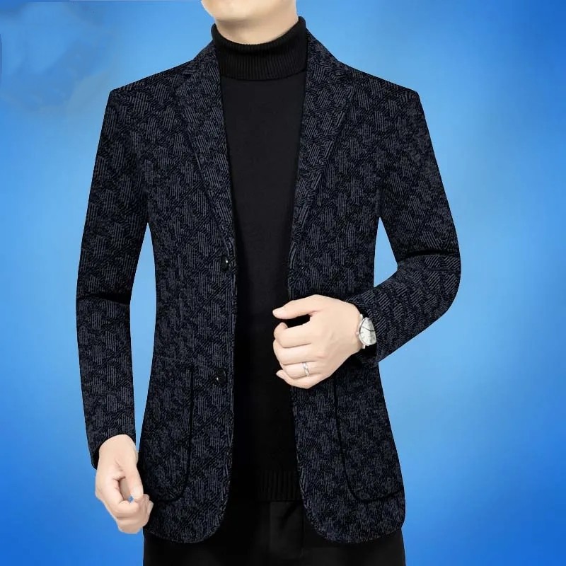 1 Moda Erkek Takım Elbise Sonbahar Kış Yeni Rahat Yün Kalınlaştırılmış Baba Ceket Orta Yaşlı Erkekler İçin_voghion.com