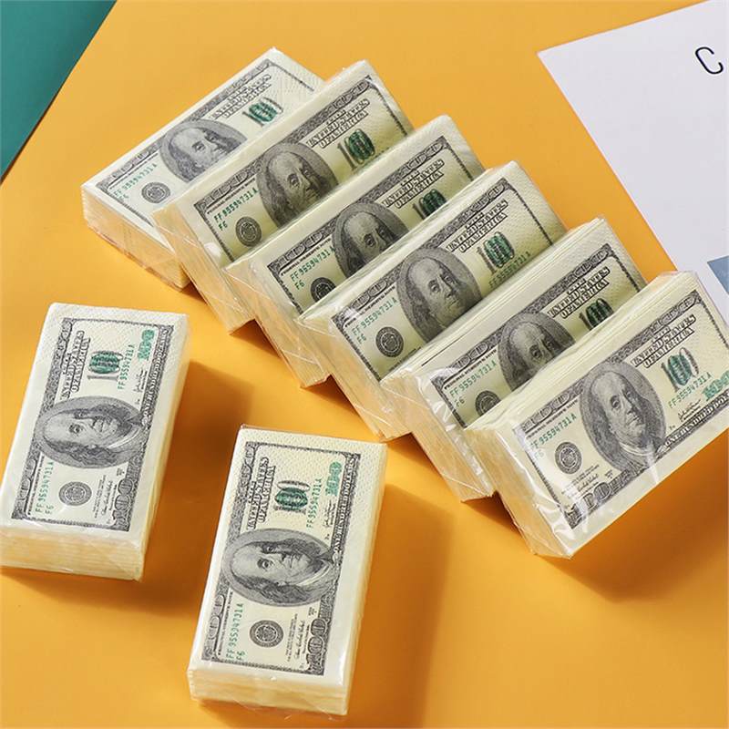 New Creative Colorful Printed Cartoon Handkerchief Paper Napkin Portable Small Bag Restaurant Handkerchief Full Box