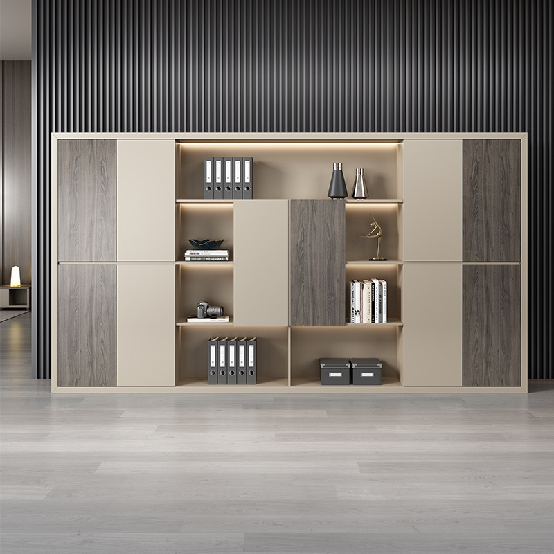 Librería de oficina, archivador, mueble de oficina para jefe, estilo ligero de lujo, mueble de oficina ejecutivo multifuncional de madera maciza al por mayor