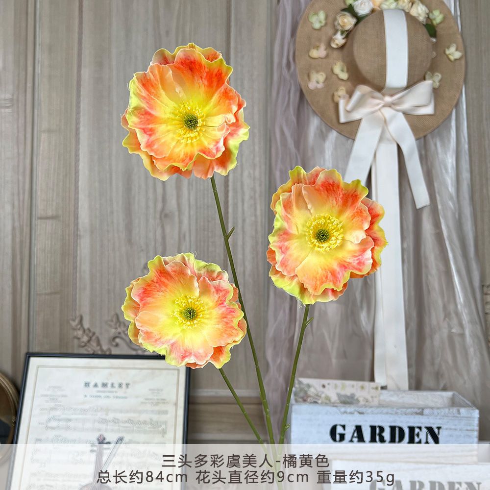ML-머리가 세 개인 다채로운 양귀비-오렌지