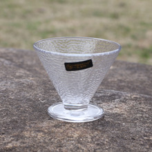 雪糕杯冰淇淋碗ins风冰激凌矮脚玻璃杯高质感V形透亮锤纹杯果汁杯