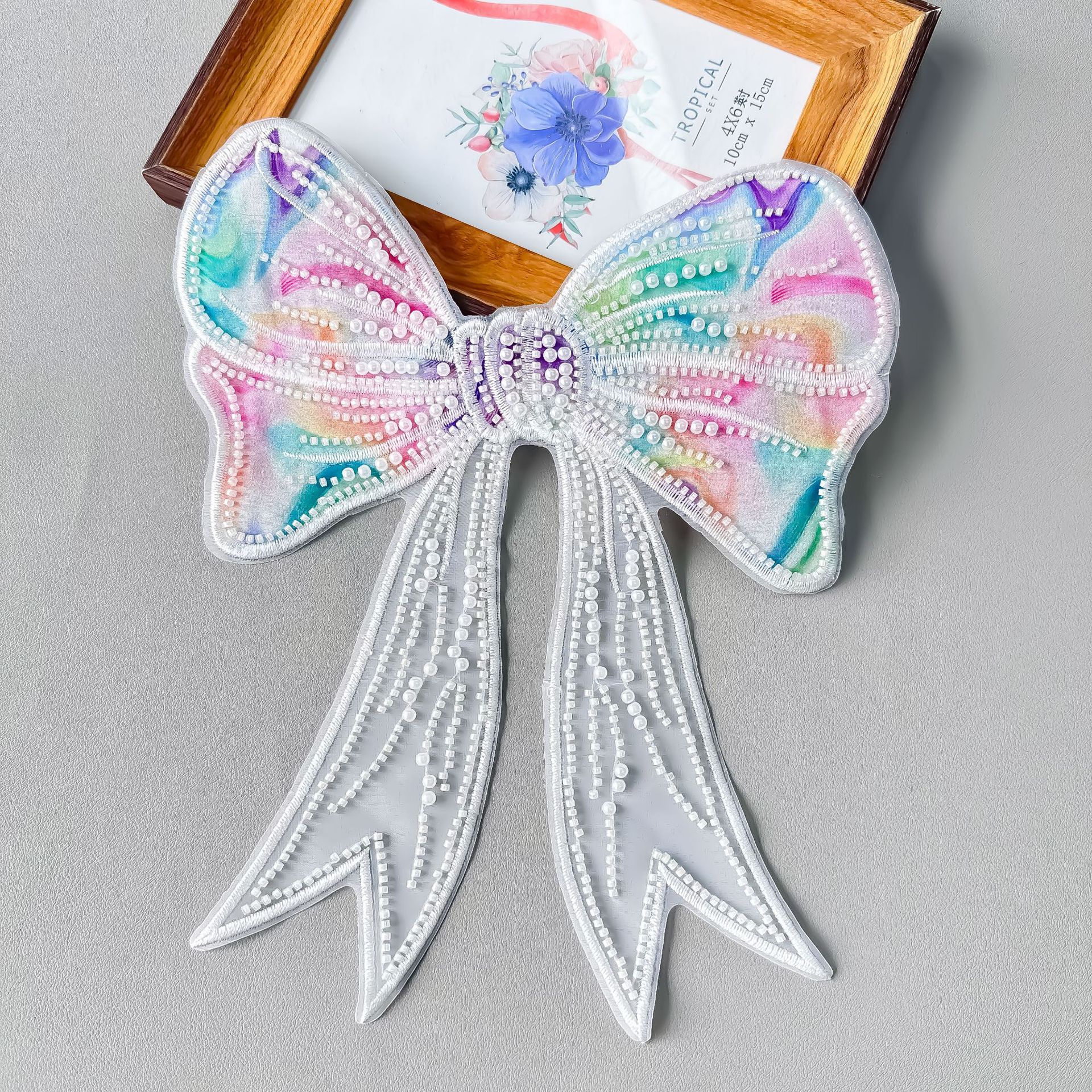 Dimensional fantasía tela de encaje de arco pegatinas de ropa gorras accesorios bordados insignia pegatinas de tela