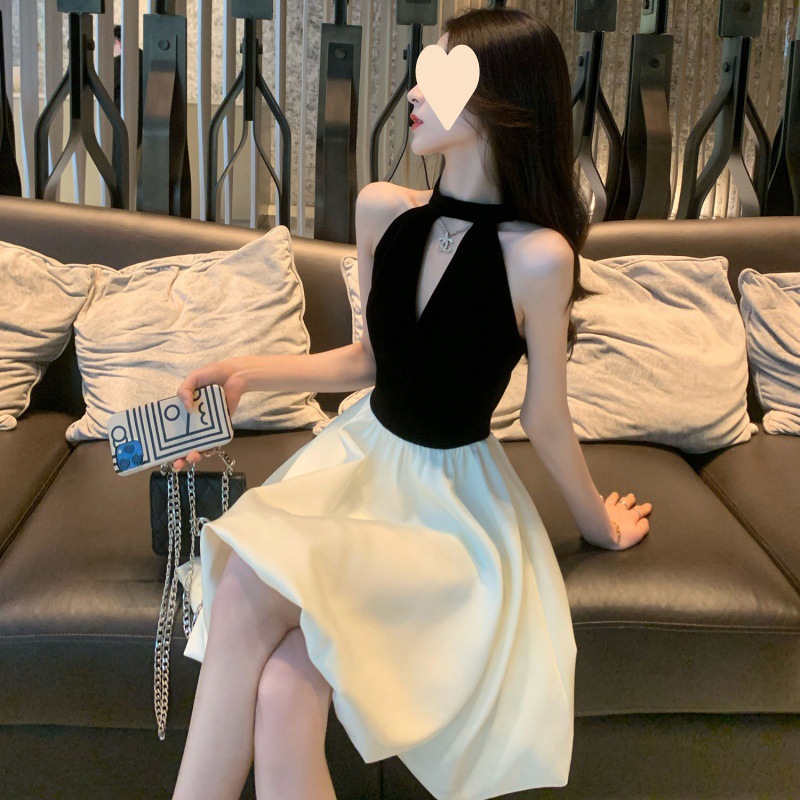 小香风连衣裙2023夏季新款女装气质高级感御姐风显瘦露肩时尚裙子
