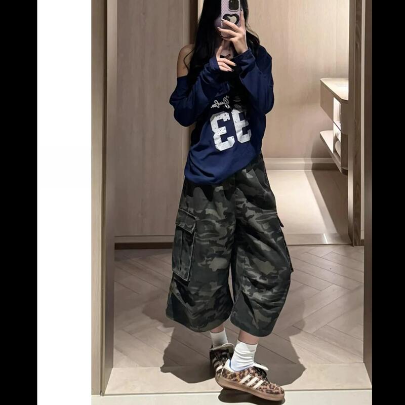 Specialized for Export, Camouflage Three-Quarter Length Workwear Wide-Leg Jeans, Summer Style for Men and Women, Loose Fit, Drapey, Versatile Casual Shorts