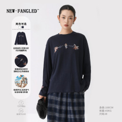 2025秋季新款设计感数码印花休闲长袖T恤女装慵懒圆领针织衫上衣