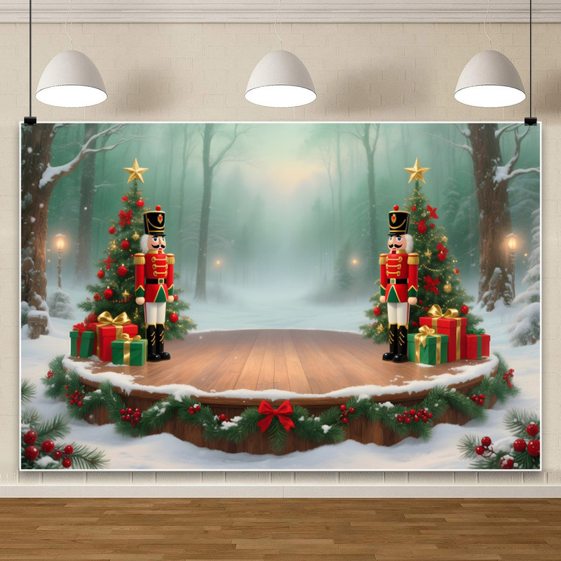 Outdoor Rural Snow Scene Gift Box Christmas Party Decoration Foreign Trade New Photo Material Photography Background Cloth