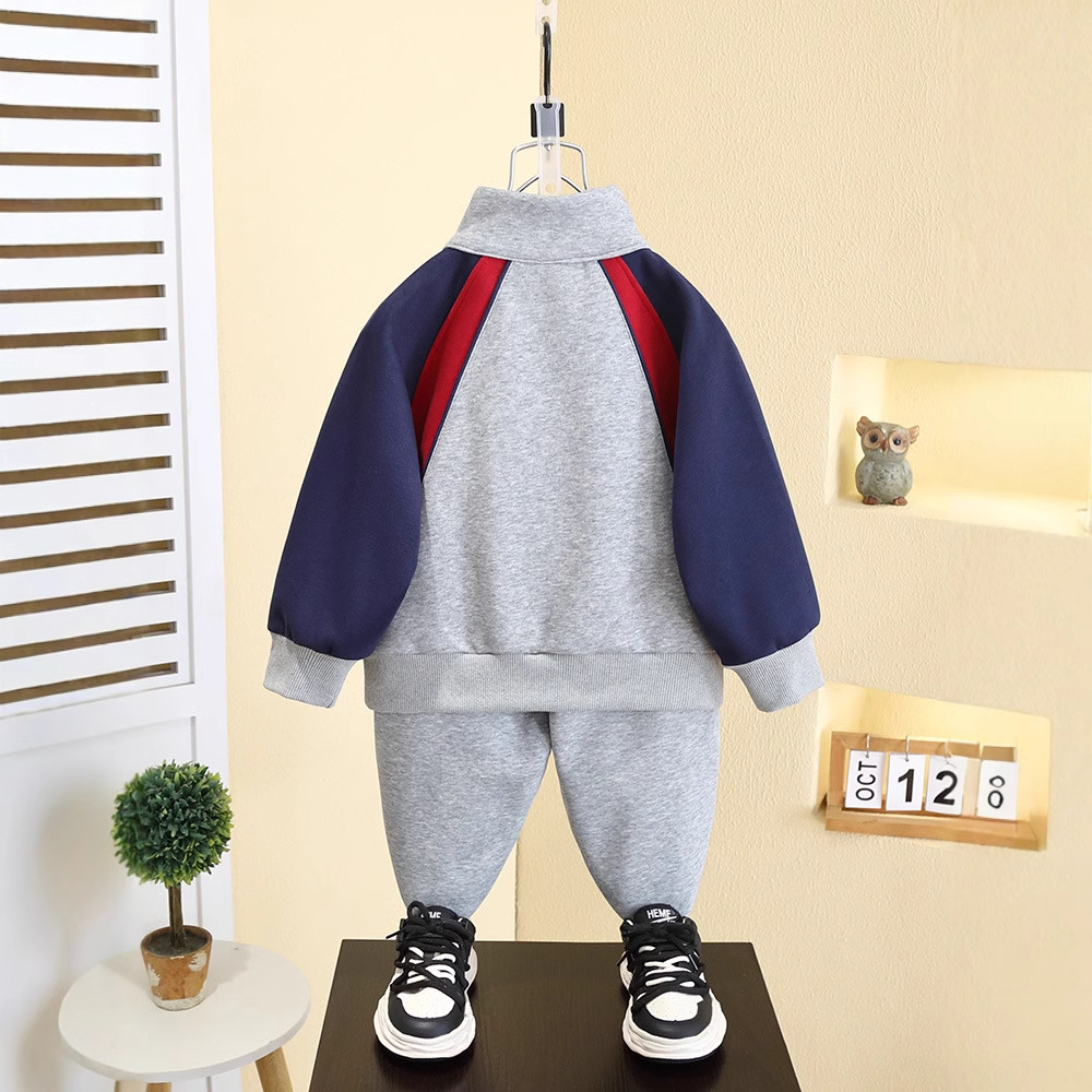 7501 Traje deportivo para niños Ropa de primavera y otoño para niños Tops casuales Traje de dos piezas 2025 Nuevo niño bebé primavera