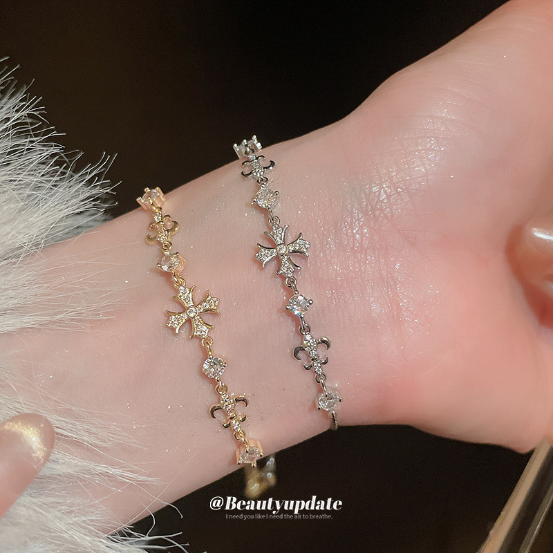 Pulsera ajustable con cruz de iris de circón, pulsera de todo fósforo exquisita de nicho, joyería de alta calidad de lujo ligero al por mayor