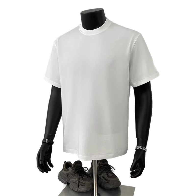T-shirt homme grande taille en coton épais 100 % (230 g/m²), manches courtes, coupe ample, style américain, collection été._voghion.com
