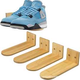 竹木鞋展示架壁挂式鞋架 用于展示运动鞋系列鞋盒隐形壁鞋收纳