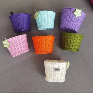 Processing children's bicycle basket rain-proof front basket rattan-like plastic basket folding car battery motor car