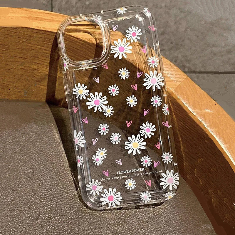 White Flower English Suitable for Apple 16/15/14/13/12 Shock-Absorbing Airbag Mobile Phone Case Iphone11 Soft Xr