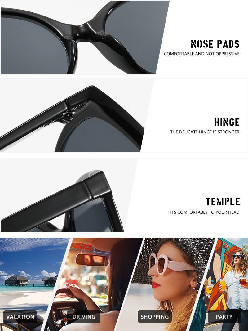 50g Weight Full Frame Glasses Structure Sunglasses Classification PC, UV400 Protection Lens Material Cat Eye Glasses Style Travel, Daily Occasion Color Block Pattern All Seasons Season Unisex Gender Casual Style Pink, Green Color Casual Color Block PC UV400 Protection Cat Eye Full Frame Women's Sunglasses 13