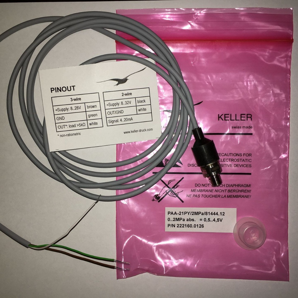 供应KELLER袖珍型压力变送器21PY(0.5-4.5V)空压机微差压微型