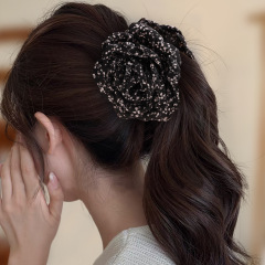 法式慵懒玫瑰碎花发夹新款发饰女盘发发卡气质奢华水钻发夹抓夹