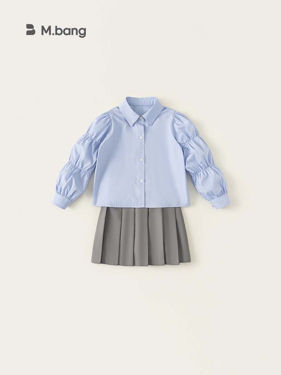 Yubao Huzhou Zhili Children 's Wear Girls JK set Spring 2026 Girls shirt sólido falda plisada de dos piezas