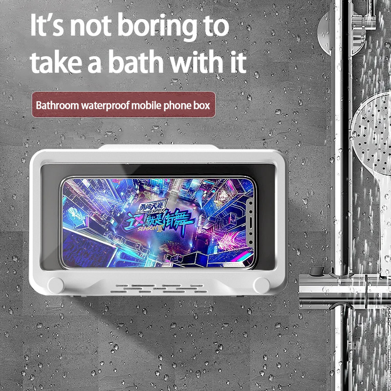 Waterproof Bathroom Phone Holder for Watching Tv While Showering, Suitable for Toilet and Kitchen Storage, Punch-Free Portable Shelf