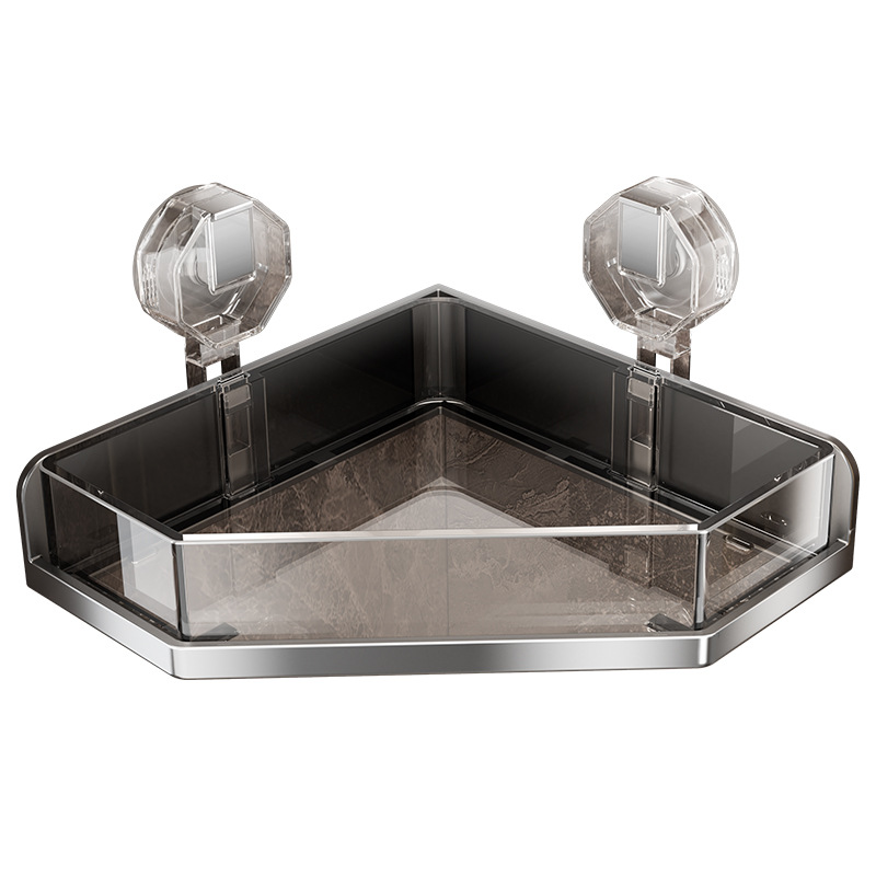 Transparent suction cup bathroom storage rack without slurry wall…