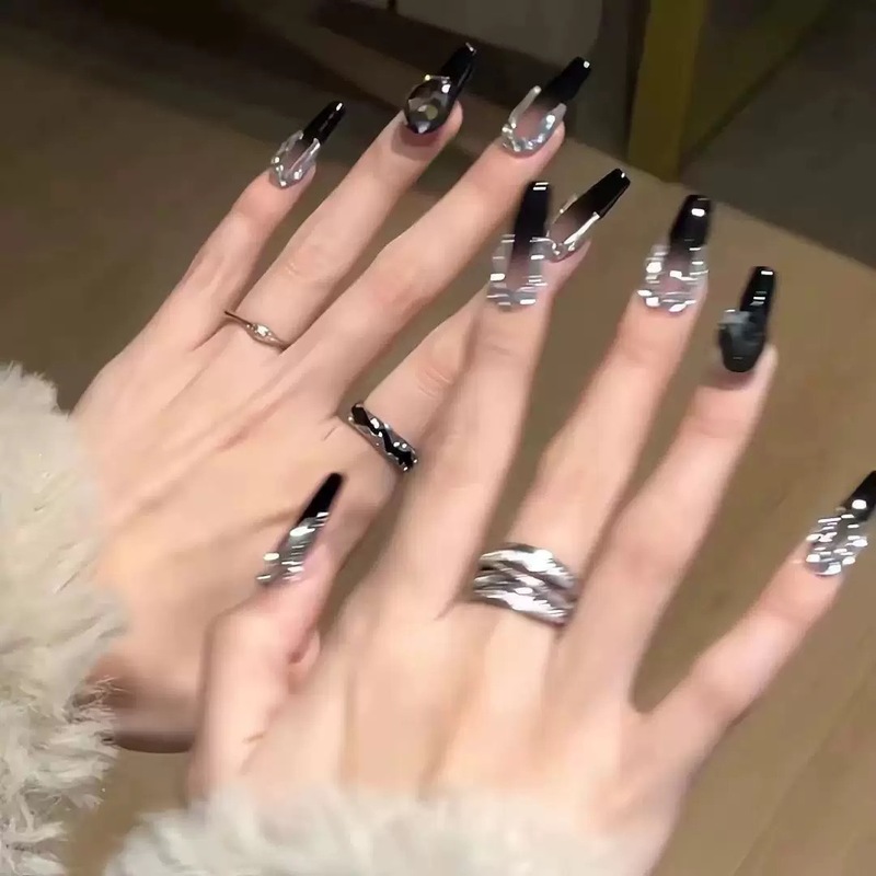 Ins Classy New Black Gradient Manicure Wearable Pure Handmade Nails Long Flash Nail Patch Sexy Ins Classy New Black Gradient Manicure Wearable Pure Handmade Nails Long Flash Nail Patch Sexy