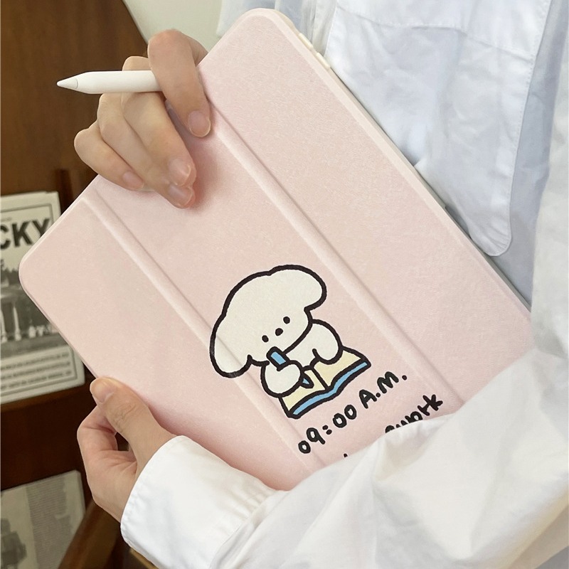 簡約小狗適用蘋果iPad保護套2022平板外殼帶筆槽11英寸磁吸亞克力