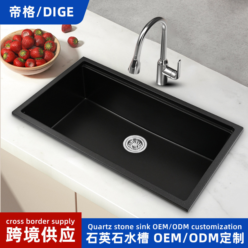 Black Quartz Stone Sink Single Bowl Kitchen Sink Granite Above Counter Sink Undermount Sink Large Size Black Quartz Stone Sink Single Bowl Kitchen Sink Granite Above Counter Sink Undermount Sink Large Size