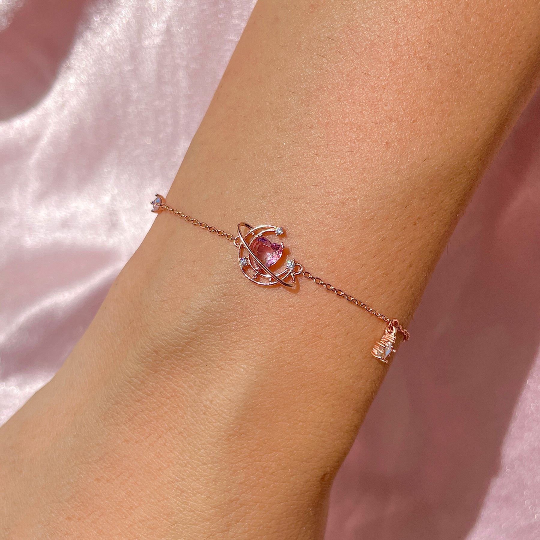 Simple Style Heart Shape Copper Bracelets Plating Zircon Copper Bracelets