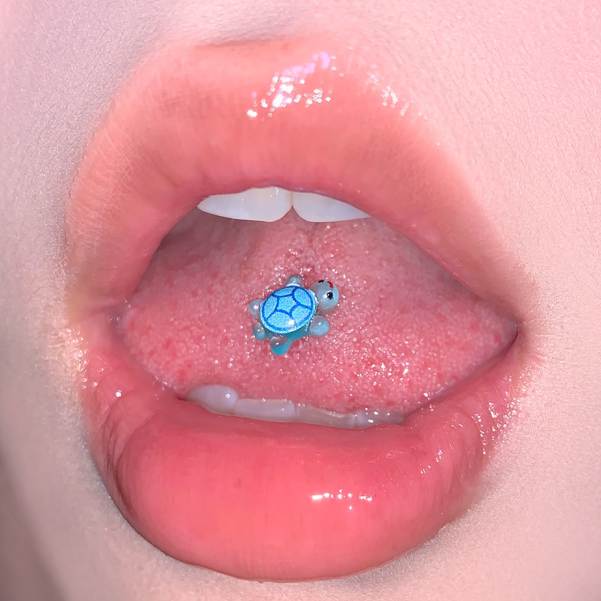 Luminous Little Turtle Tongue Barbell 316L Surgical Steel Drinkable Resin Cartoon Animal Cute Tongue Ring Piercing Jewelry Wholesale detail image 11