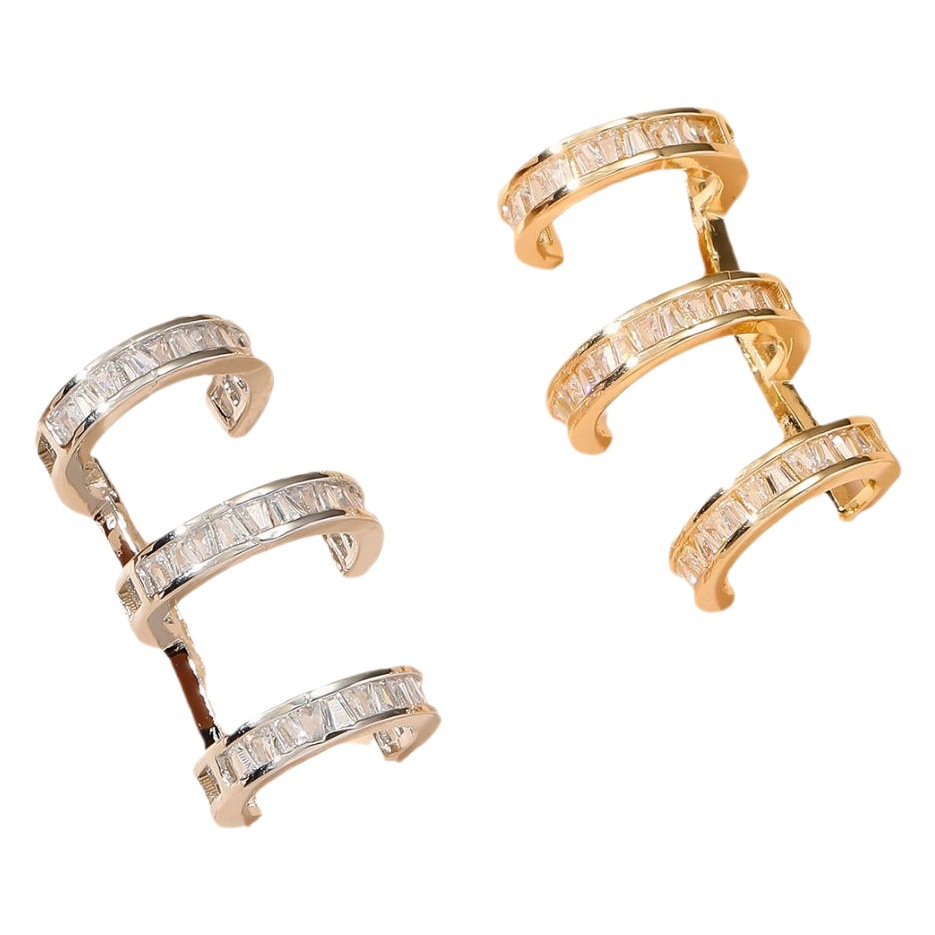 2024 Spring Fashion Zircon Ear Clip Women's Earrings Without Ear Holes Niche Design Ear Clip New Fashion Ear Accessories
