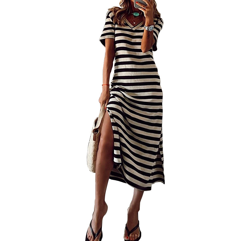 Summer Best Women Clothes Slit Loose Printed Dress