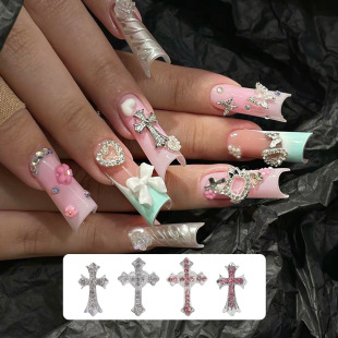 Cross-border New Nail Art Alloy Large Cross Jewelry Simple Matching Punk Style Alloy Nail Decoration Drill