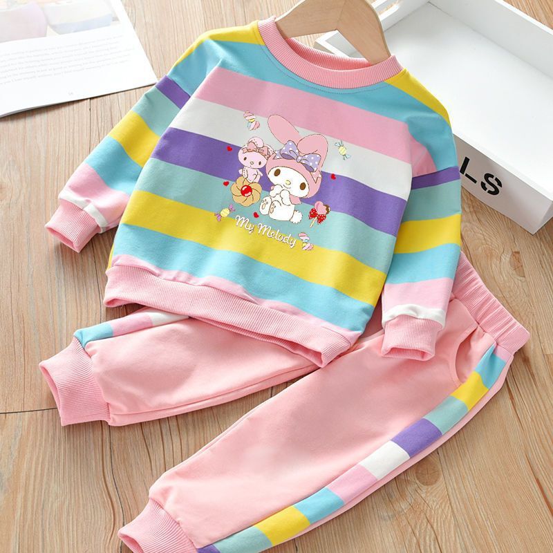 2026 Spring and Autumn New Style Girls' Kuromi Rainbow Set Melody Baby Girl Children's Stylish Sweatshirt Two-Piece Set
