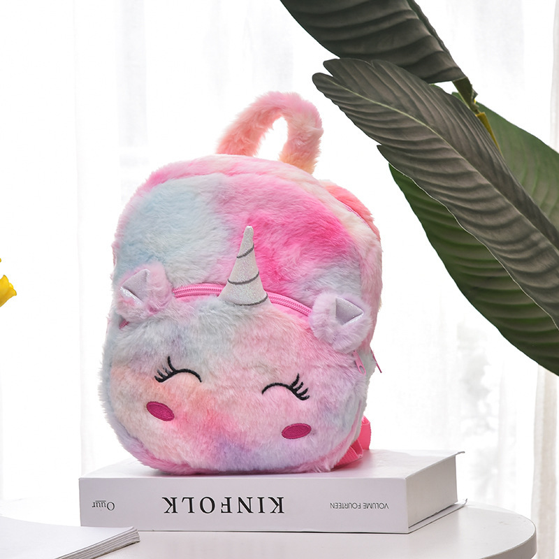 Nueva mochila de dibujos animados engrosada unicornio para niños 1-6 años bebé de jardín de infantes linda mochila de felpa