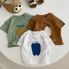婴幼儿夏季新款水果印花短袖宝宝洋气休闲T恤男童时髦百搭衣服潮