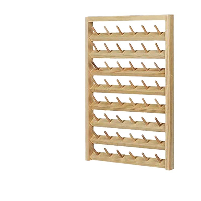 48 ejes de madera colgante de pared hilo eje de hilo de coser Hilo de cera bobina almacenamiento estante de alambre estante peluca estante de la bola de alambre de madera