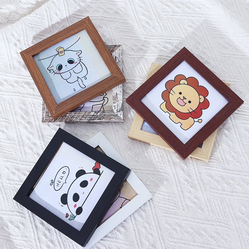 Small Photo Frame Desktop Ornaments Wooden Square 4-inch Photo Frame Table Cute Mounted Oil Painting Stick Children's Photo Album Frame Small Photo Frame Desktop Ornaments Wooden Square 4-inch Photo Frame Table Cute Mounted Oil Painting Stick Children's Photo Album Frame