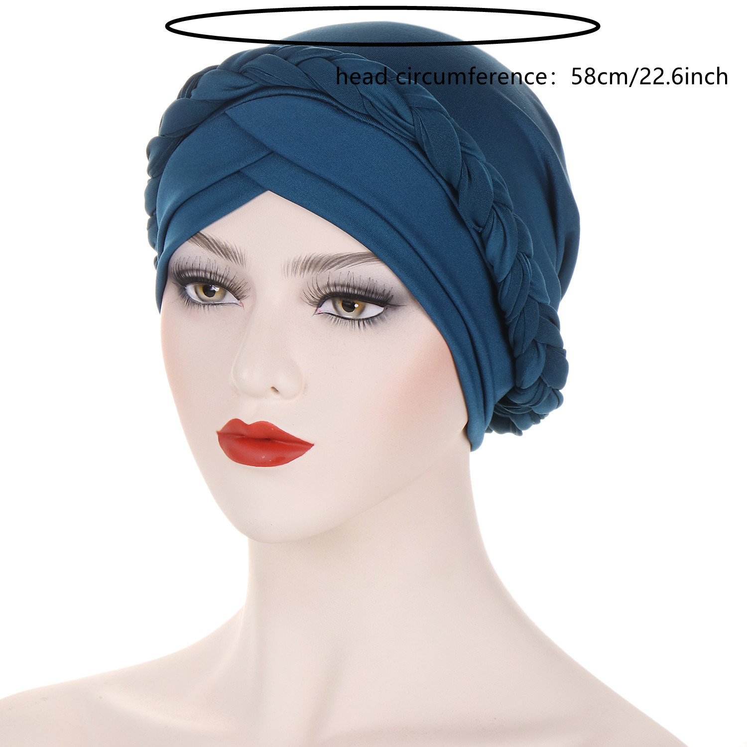 cappello turbante intrecciato foderato in raso tinta unita sulla fronte da donna doppia croce cappello pullover musulmano in stock_voghion.com