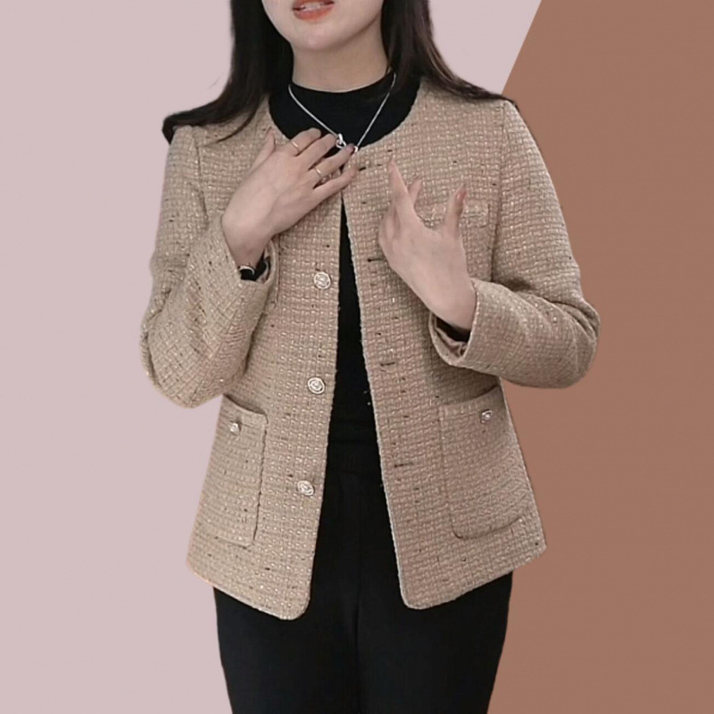 若い母親のファッション年齢軽減小さな香りのジャケット春の新しい中年女性の韓国風の小さなスーツのアウタートップ|undefined
