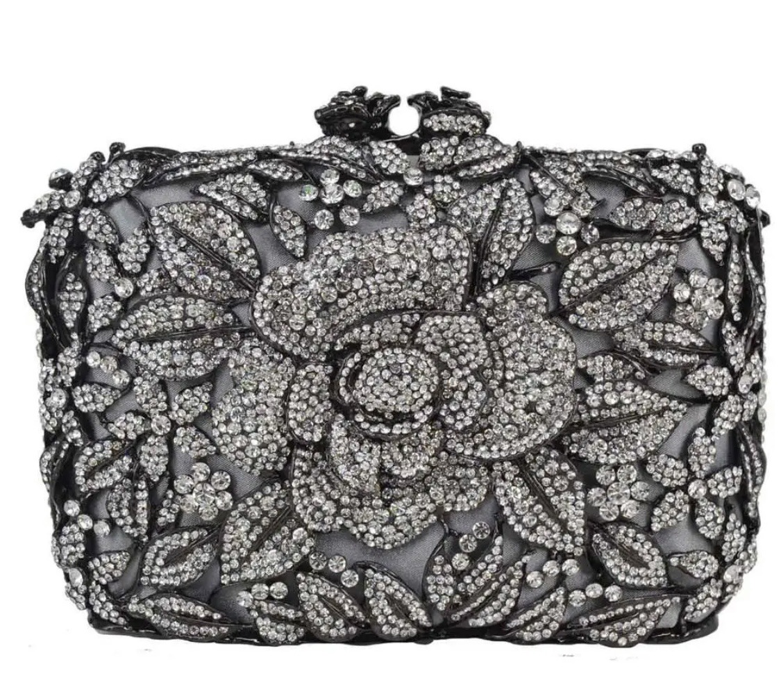 Selección estricta de diamantes transfronterizos bolsas de cena rosa pastel hueco bolsas de mujer bolsas de diamantes llenas bolsas de mano bolsas de vestido