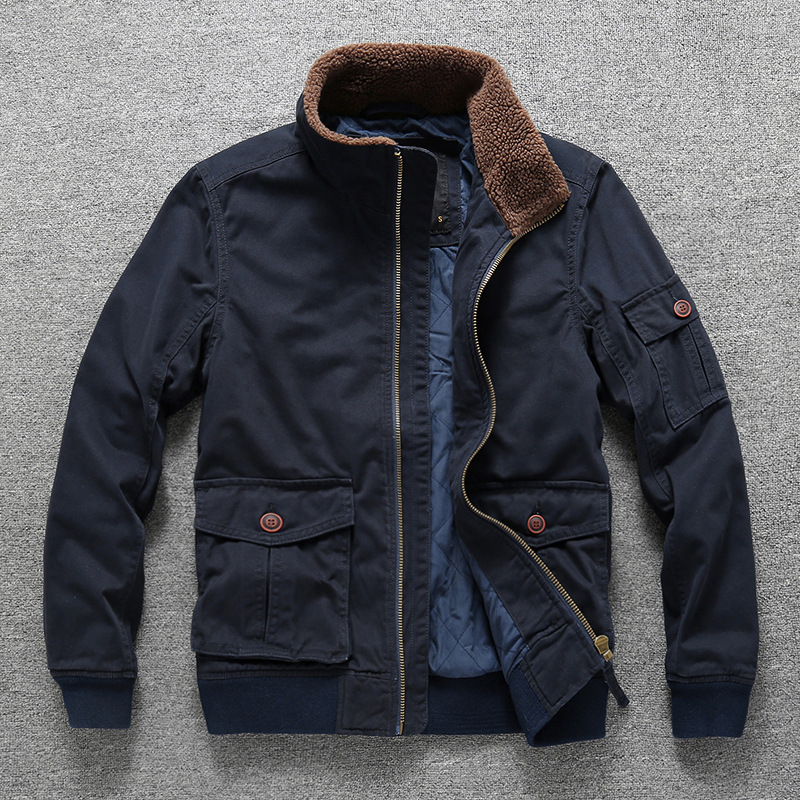 Invierno nuevo estilo chaqueta de mediana edad hombre simple más chaqueta de camuflaje de terciopelo al por mayor chaqueta de hombre casual gruesa cálida otoño