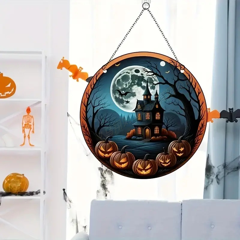 Transfronterizo serie de Halloween acrílico captador de sol artesanía decoración creativa colgante acrílico disco