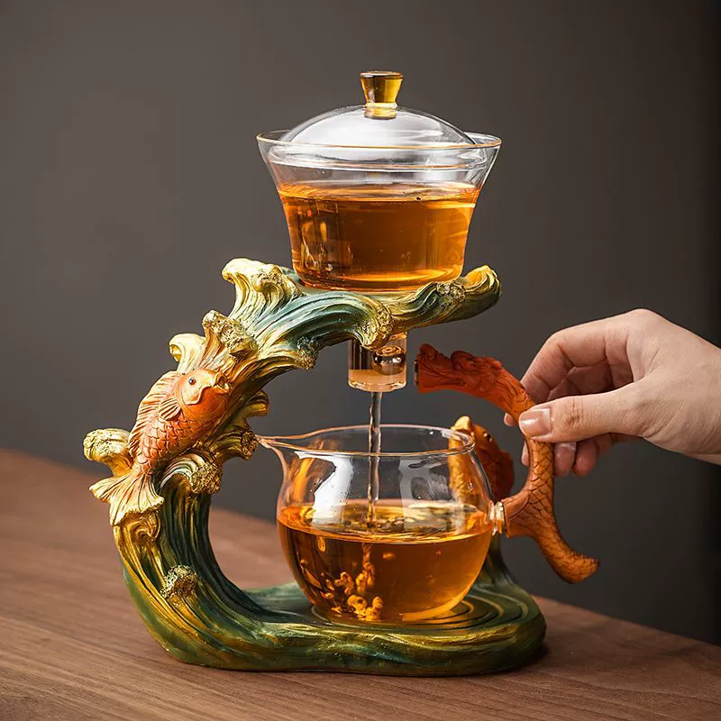 Glass automatic tea set, teapot for home use, tea cup, full set