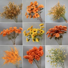 橘色系仿真花材婚庆假花桔色绢花婚礼背景墙插花舞台路引装饰花艺