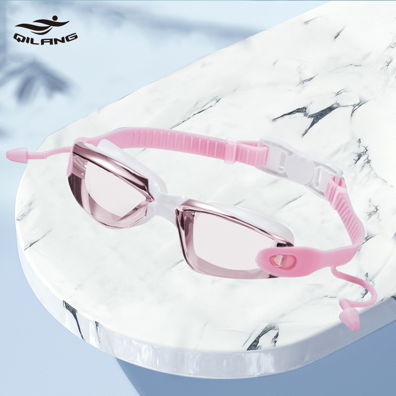Gafas de Natación con Tapones para Oídos Integrados de PC Impermeable y Antivaho para Natación y Buceo