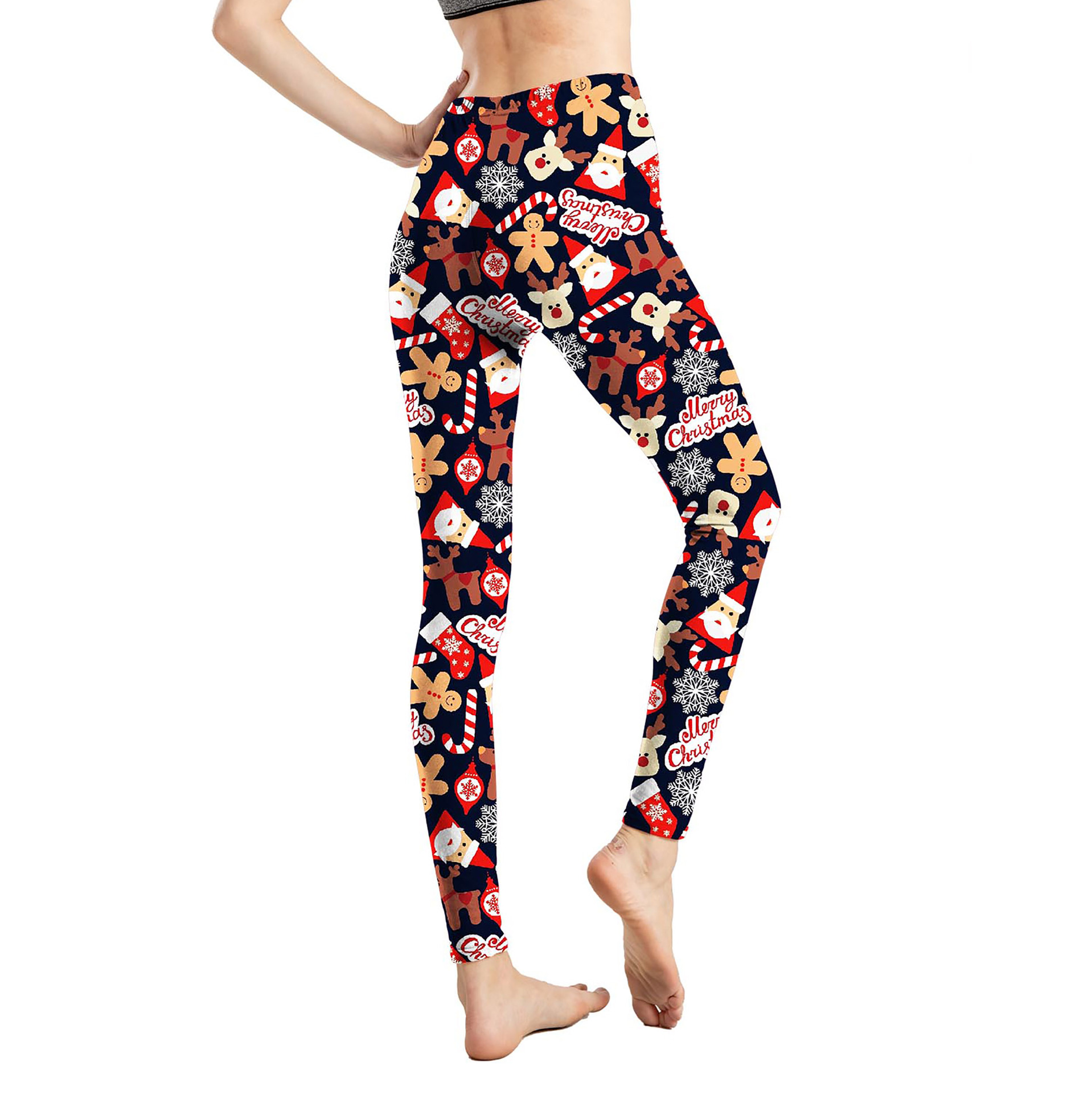 182g Weight Ankle-Length Pants Length Spandex, Polyester Fabric Type High Waist Waist Line Leggings Pants Type Stretchy Elasticity Daily Occasion Breathable Function Skinny Fit Type Christmas Festival Snowflake Pattern Winter, Autumn Season Women'S Gender Simple Style Style Women'S Daily Simple Style Snowflake Ankle-Length Leggings 48